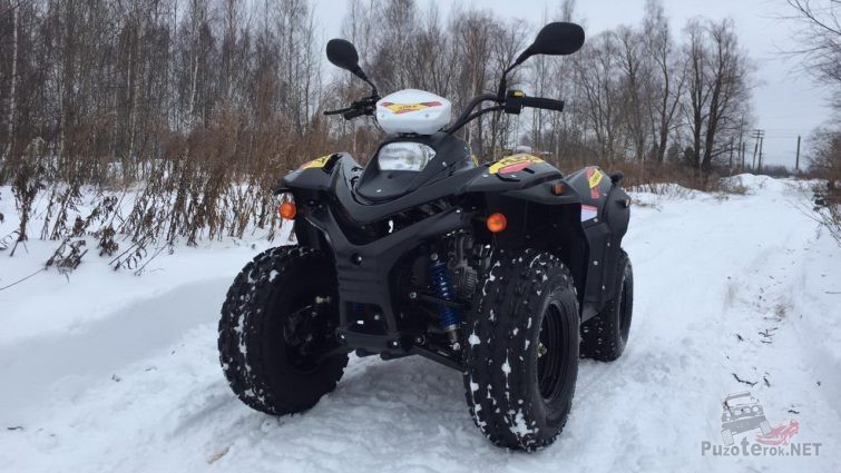 Stels ATV 110A HUGO на зимней дороге